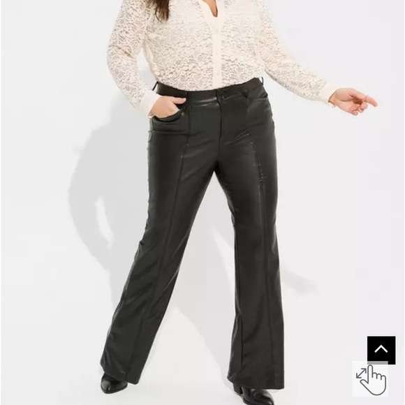 Torrid Pintuck Trouser Boot Faux Leather High Rise Pant 22 black - Picture 1 of 11